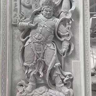 广州 芝麻灰花岗岩人物雕刻——多闻天王