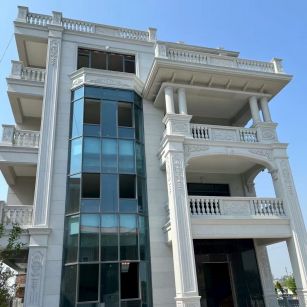 广州 芝麻白花岗岩别墅外墙干挂效果展示