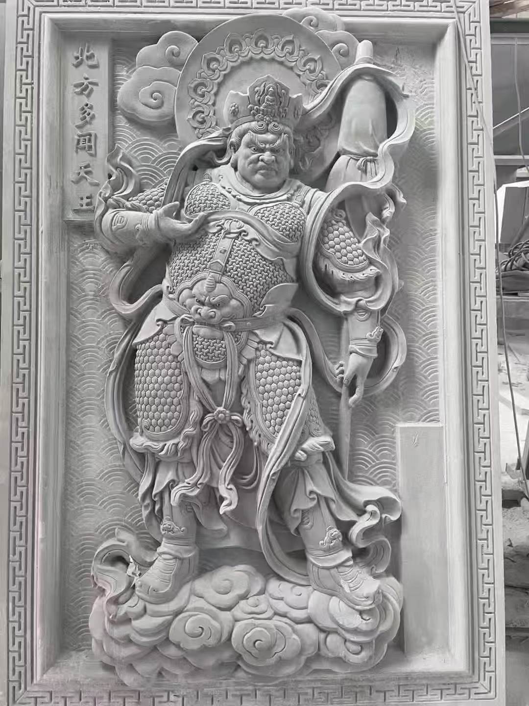 广州 芝麻灰花岗岩人物雕刻——多闻天王