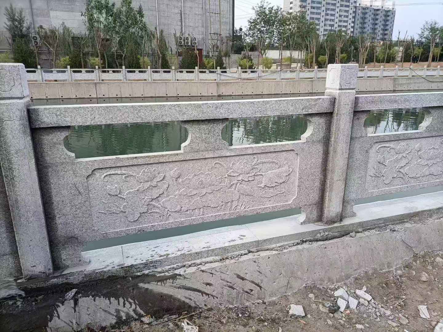 广州 芙蓉白大花桥梁、河道，石材栏杆、围栏、护栏